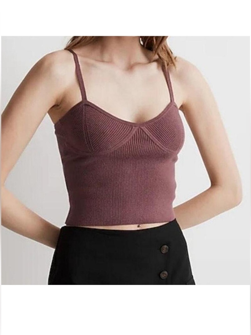 Madewell Black and Lavender Ribbed Crop Tops